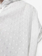 Camicia cotone jacquard bianca collo coreana