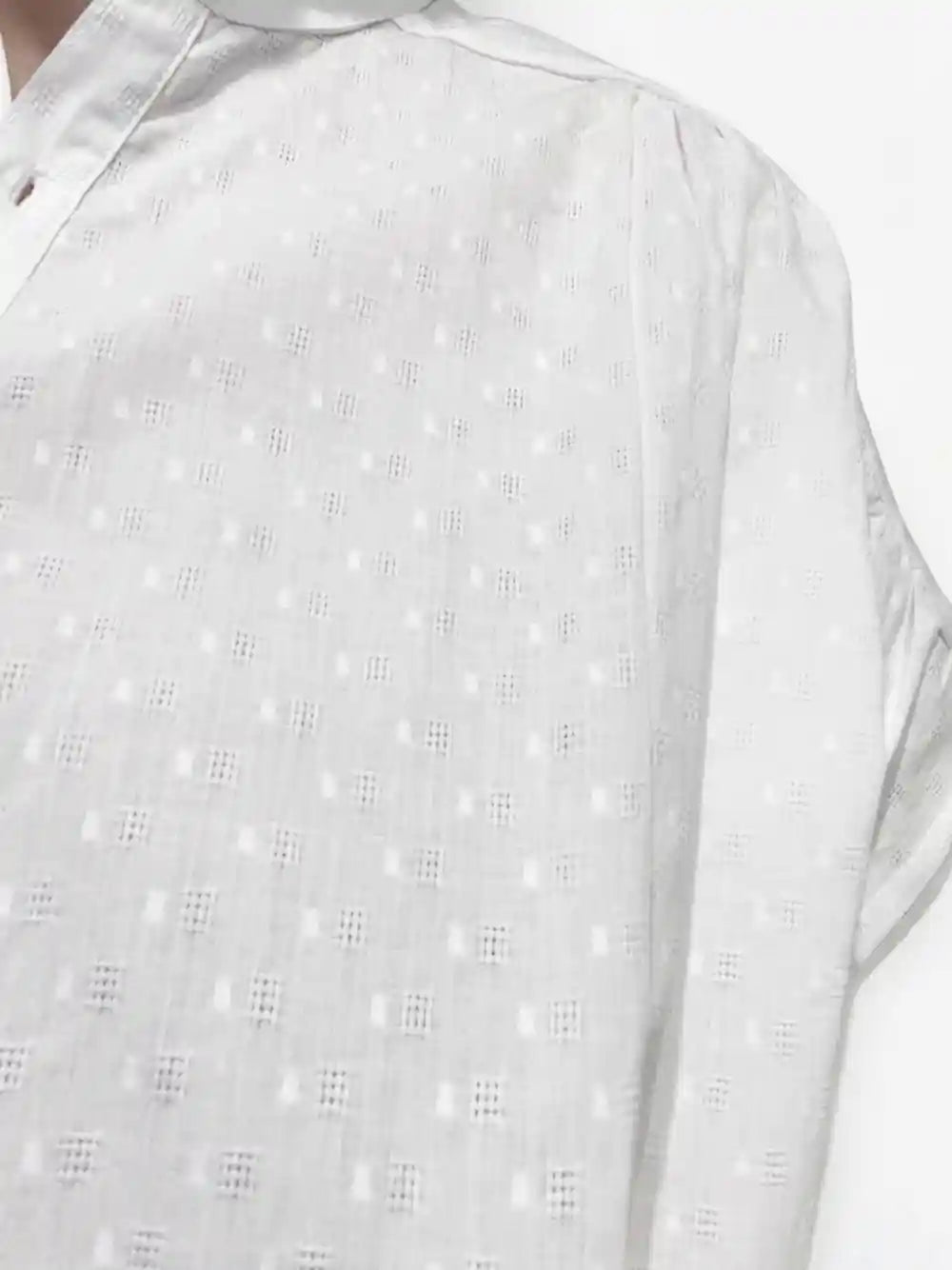 Camicia cotone jacquard bianca collo coreana