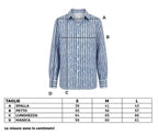 Camicia cotone block print foglioline blu