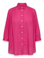 Camicia cotone fucsia over manica 3/4