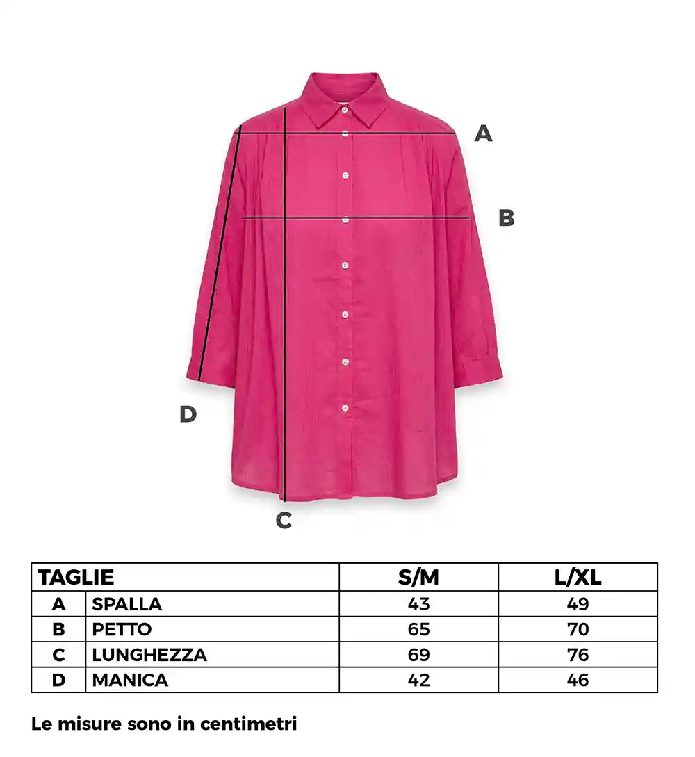 Camicia cotone fucsia over manica 3/4