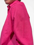 Camicia cotone fucsia over manica 3/4