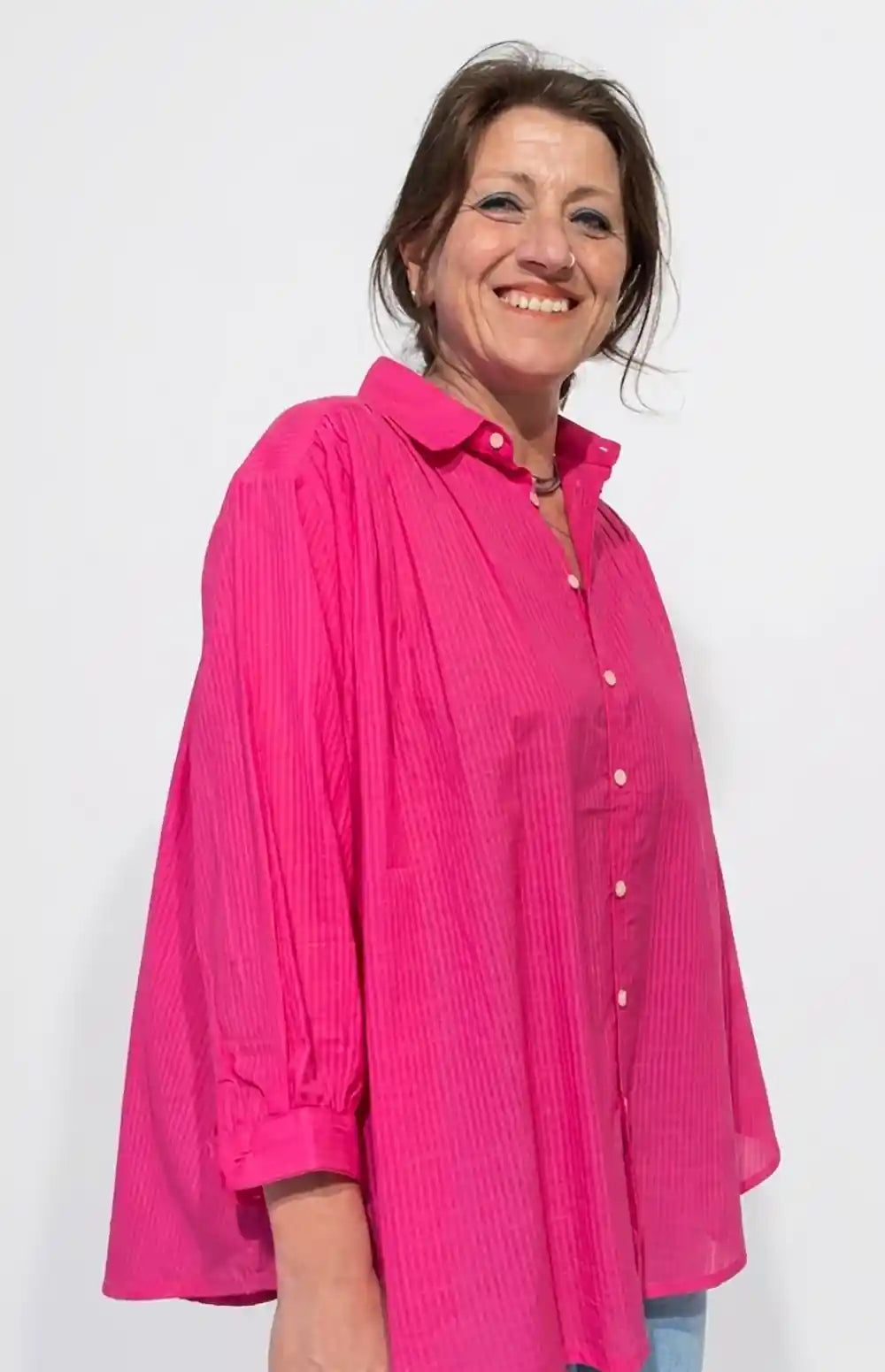 Camicia donna cotone leggero fucsia magenta