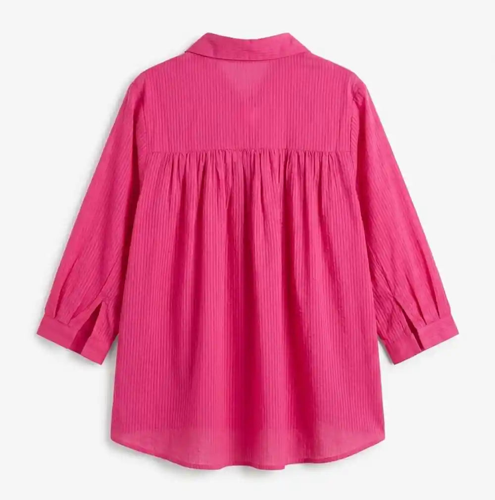 Camicia cotone fucsia over manica 3/4