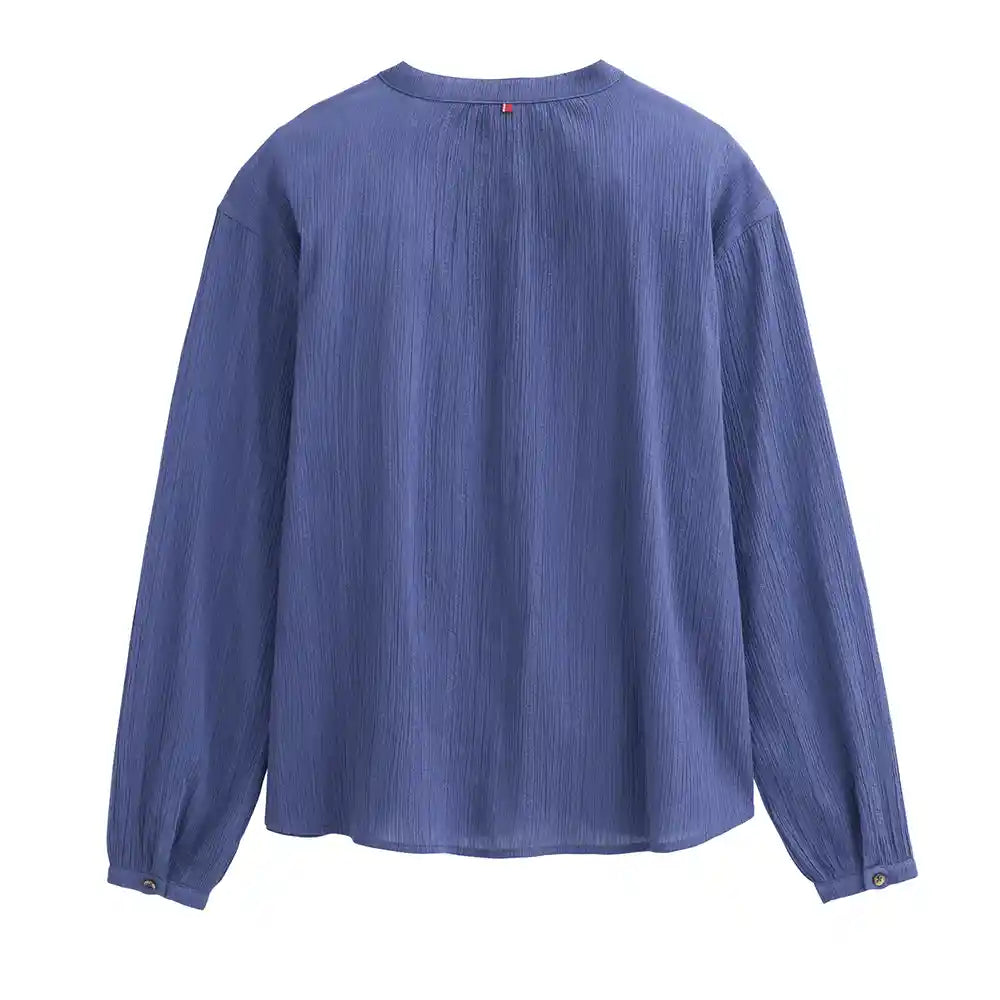 Retro camicia indaco cotone biologico GOTS