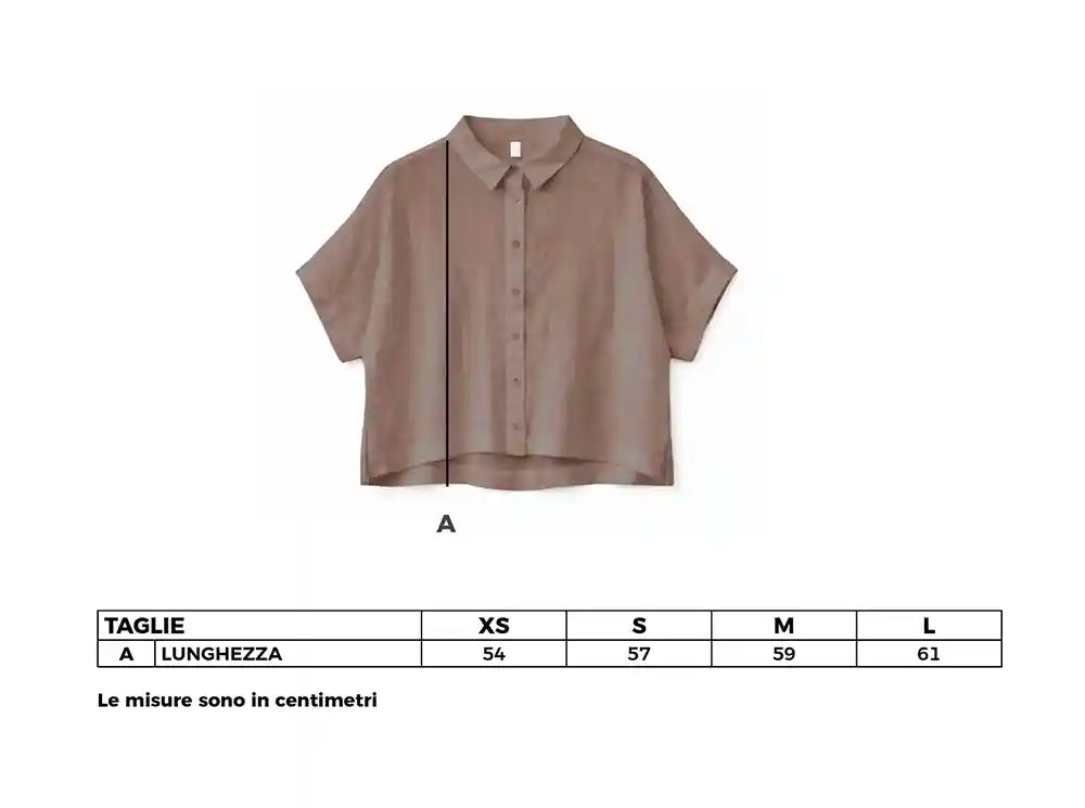 Camicia lino maniche corte nocciola