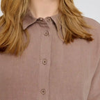 Camicia lino nocciola dettaglio