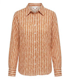 Camicia cotone block print foglioline terracotta