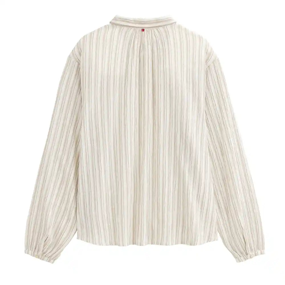 Camicia Donna in Mussola di Cotone Biologico GOTS - a Righe