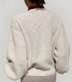 Retro cardigan donna ecrù in cotone biologico GOTS con maniche lunghe