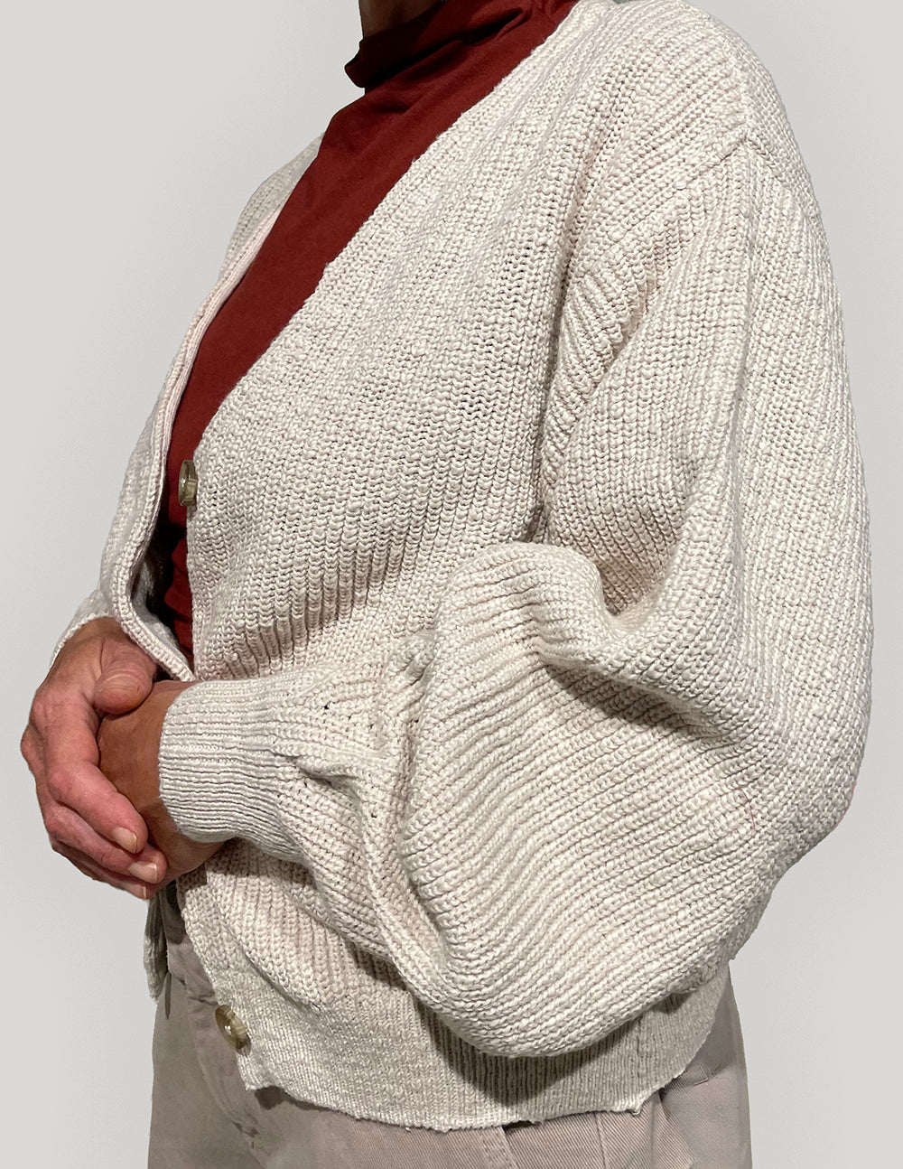 Cardigan donna in cotone biologico GOTS – Ecrù