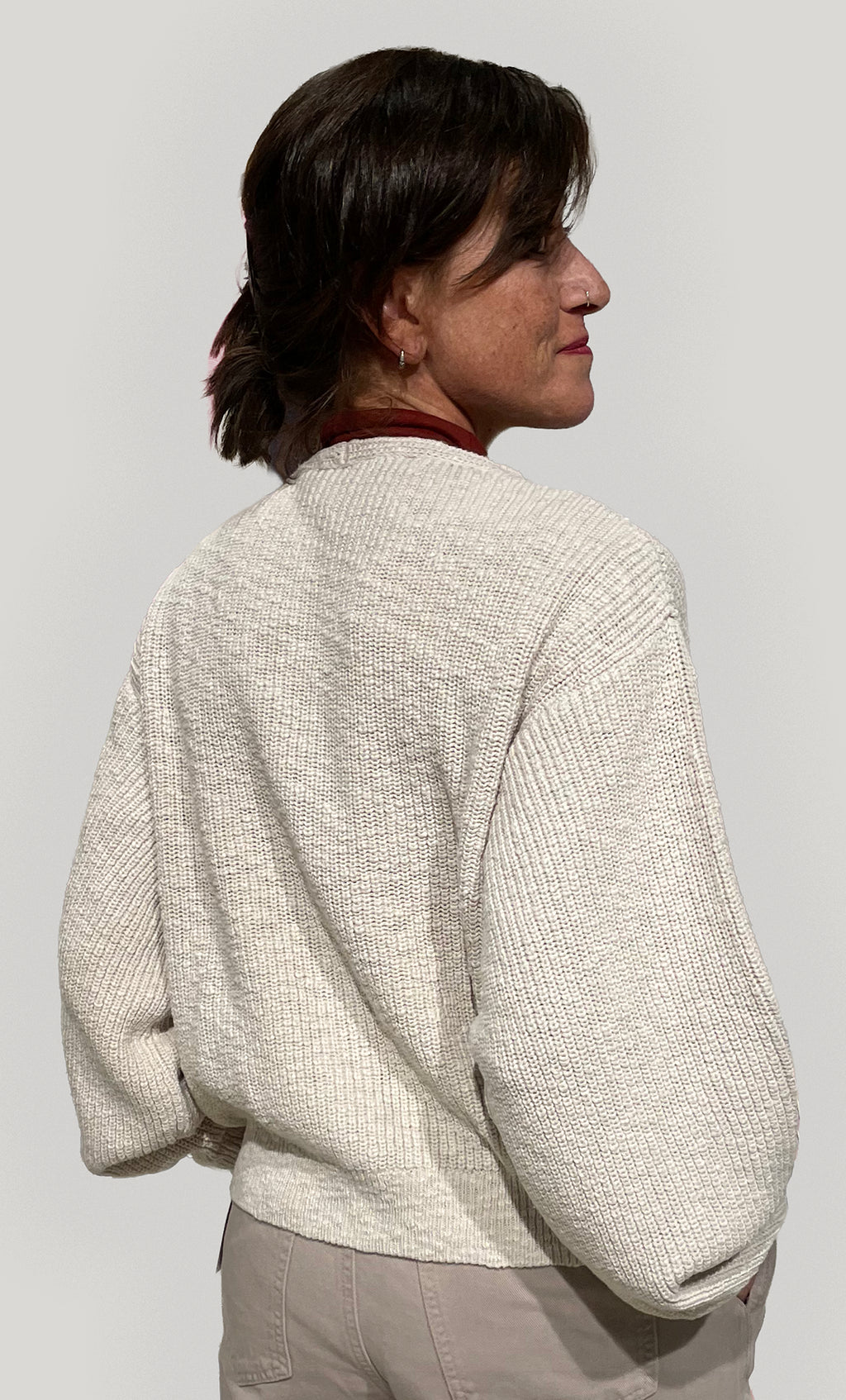 Cardigan donna in cotone biologico GOTS – Ecrù