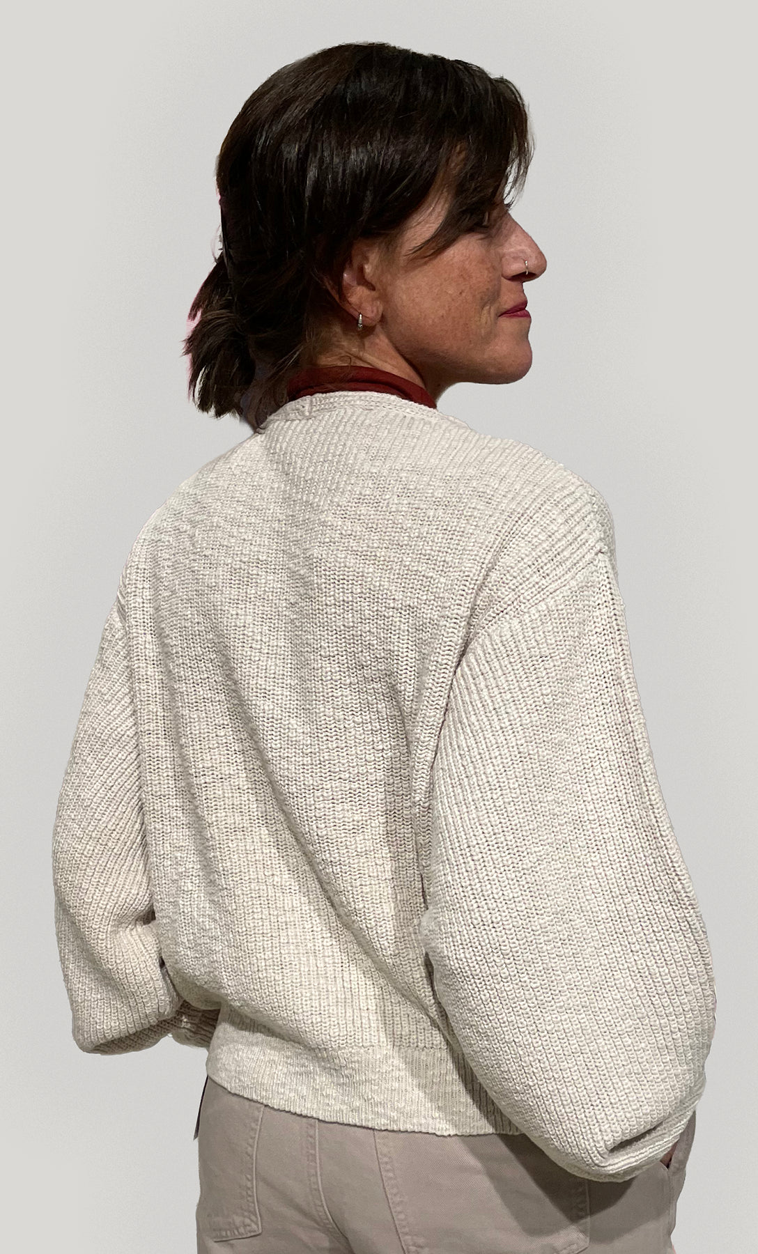 Cardigan donna in cotone biologico GOTS – Ecrù
