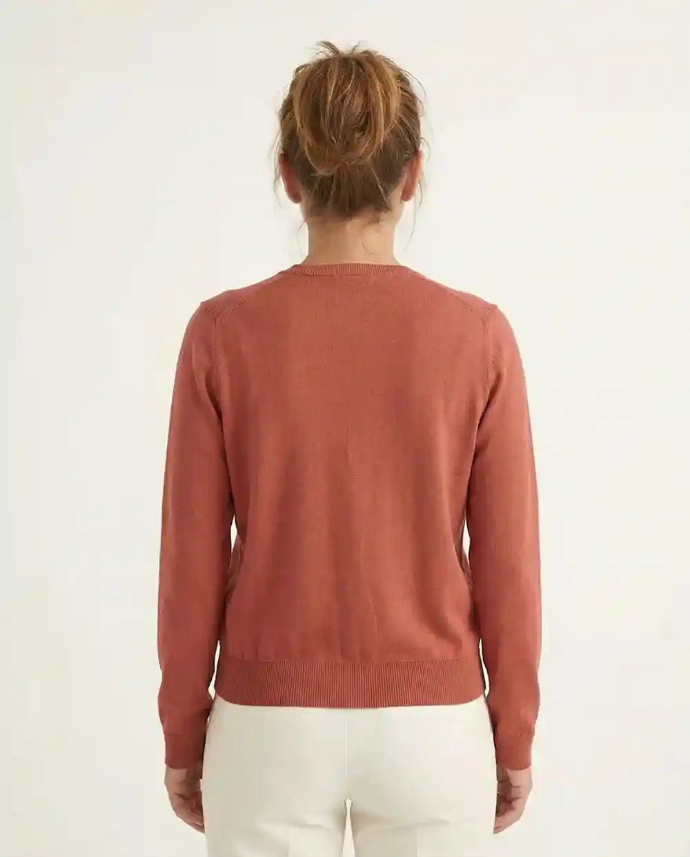 Cardigan corto donna cotone biologico terracotta