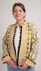 Giacca phulkari con fiori turchesi