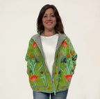 giacca velluto verde lime ricamata indossata outfit colorato