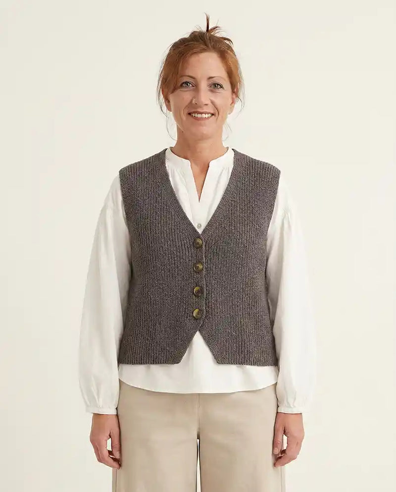 Gilet donna maglia cotone biologico GOTS fibra naturale — Lagraste