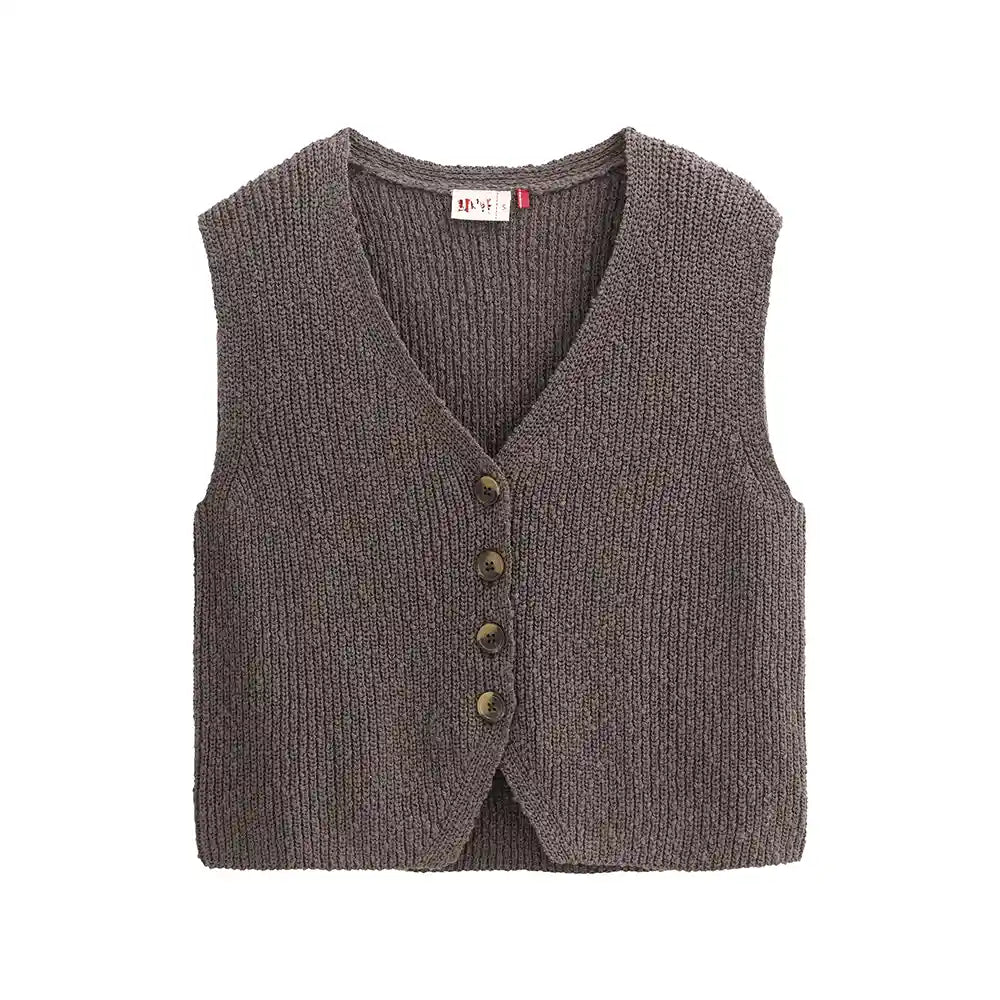 Vest cotone bio grigio donna vista frontale 