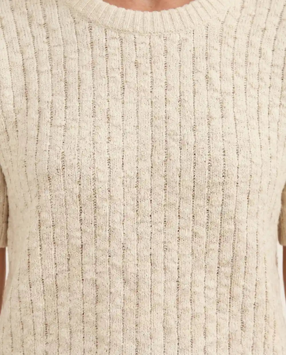 Texture traforata ariosa maglia cotone biologico panna estiva