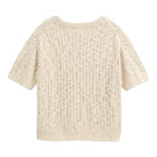 Maglia cotone biologico panna traforata coste vista posteriore