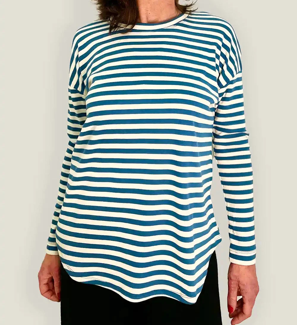 T-shirt Donna a righe in cotone organico