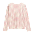 Maglietta cotone organico maniche lunghe righe rosa vista posteriore