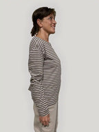 Maglietta Donna a Righe in Cotone Biologico GOTS – Tortora