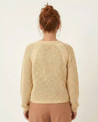 Maglioncino donna cotone biologico traforato giallo paglierino