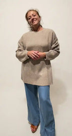 Maglione Maxipull in Cashmere Rigenerato - Beige