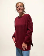 Maxipull cashmere rigenerato bordeaux taglio oversize