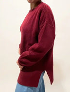 Maxipull in Cashmere Rigenerato - Bordeaux