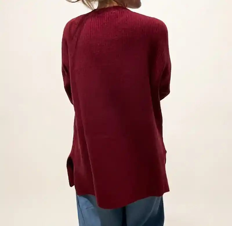 Maxipull in Cashmere Rigenerato - Bordeaux