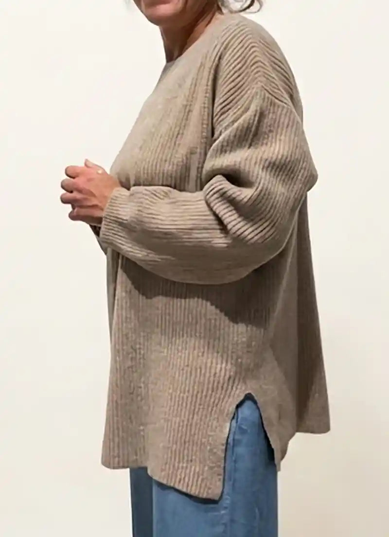 Maglione Maxipull in Cashmere Rigenerato - Beige