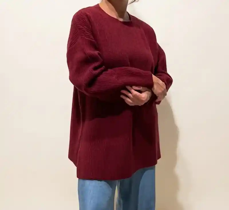 Maxipull in Cashmere Rigenerato - Bordeaux