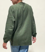 Maglione Oversize Girocollo in Cashmere Rigenerato - Verde Scuro