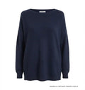 Maglione Scollo Barchetta in Cashmere Rigenerato - Blu Navy