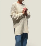 Maxipull in Cashmere Rigenerato - Panna