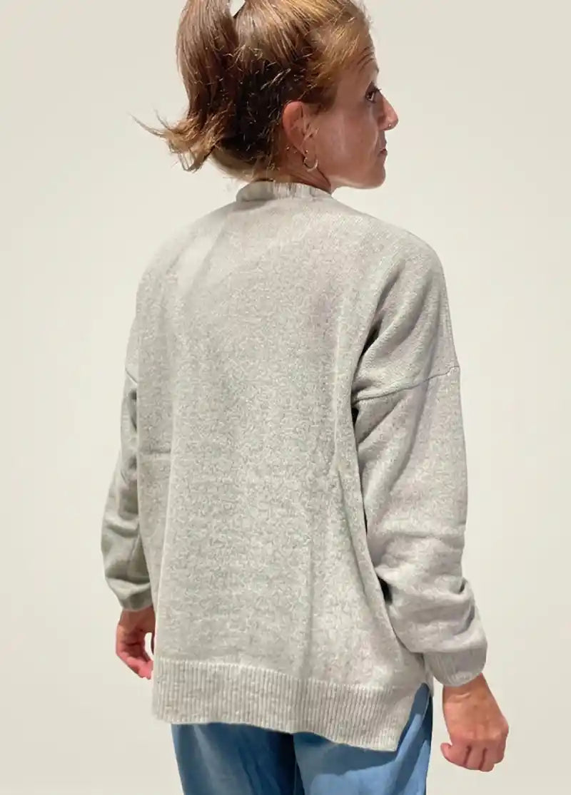 Maglione Donna Girocollo in Cashmere Rigenerato – Grigio Perla