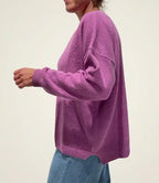 Maglione Oversize Scollo a V in Cashmere Rigenerato - Malva