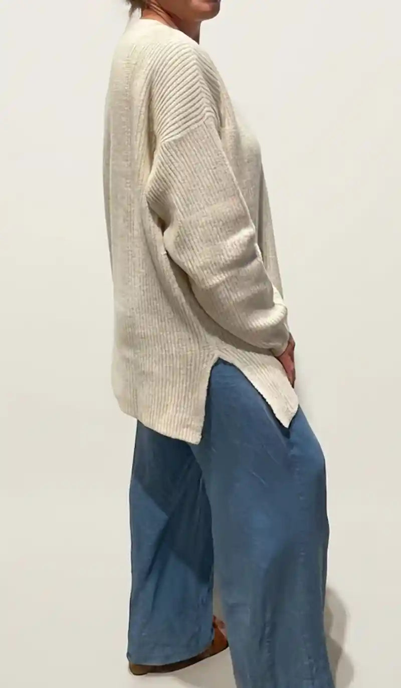 Maxipull in Cashmere Rigenerato - Panna