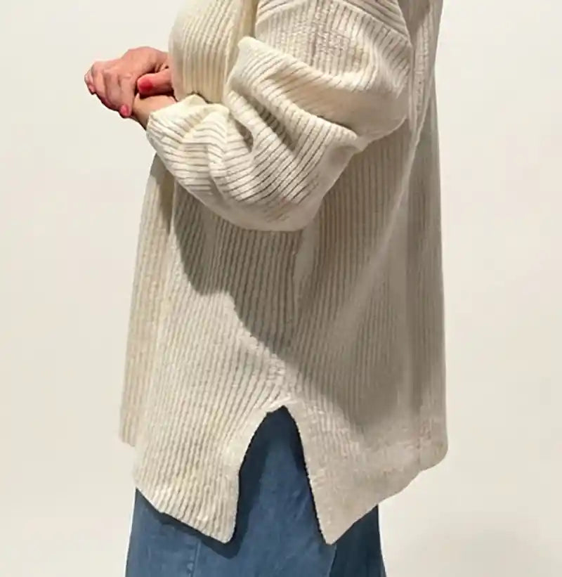 Maxipull in Cashmere Rigenerato - Panna