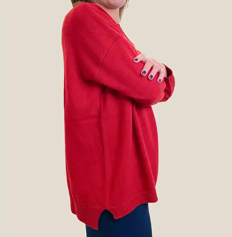 Maglione Donna Oversize di Cashmere Colore Rosso Lagraste