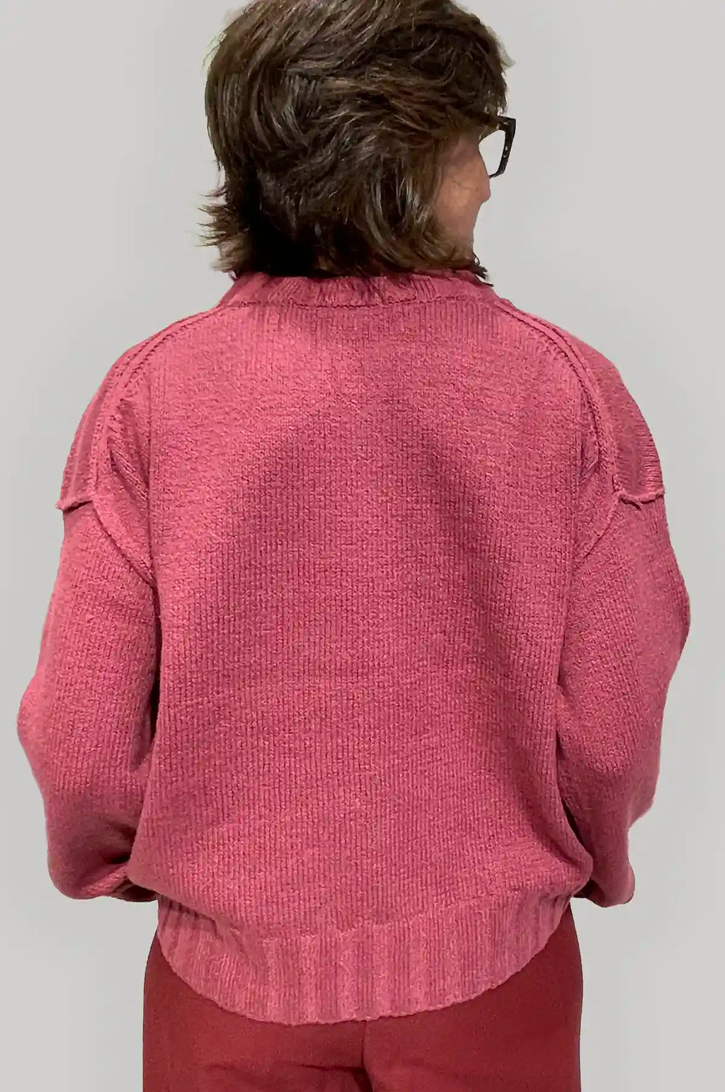 Maglione Donna Girocollo in Cotone Biologico GOTS – Lampone
