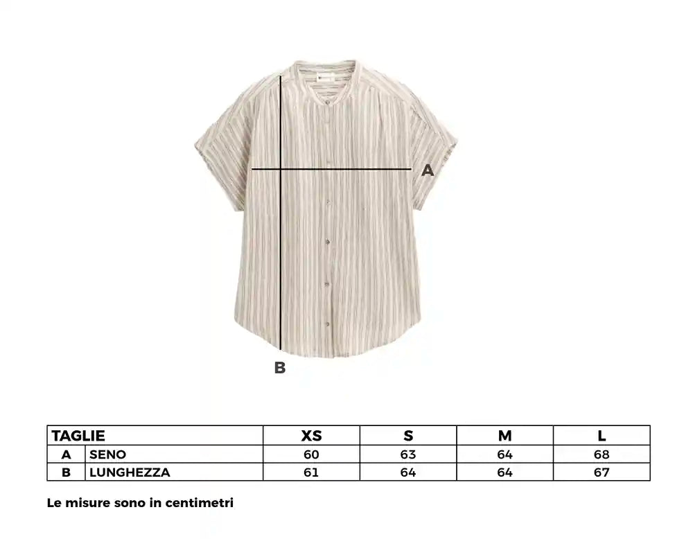 Camicia maniche corte cotone bio righe verticali