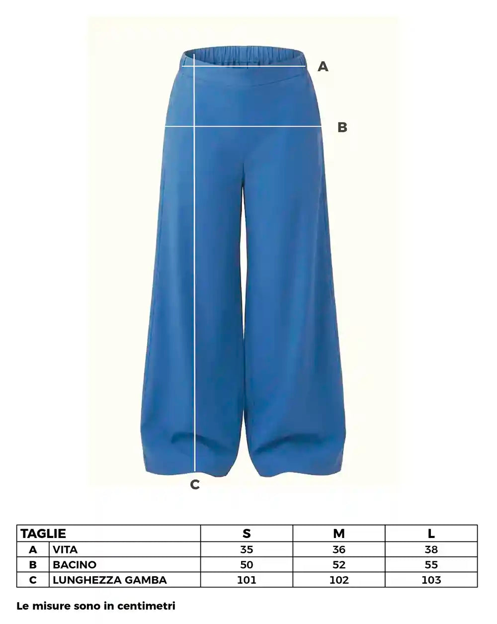 Pantalone estivo Palazzo in cotone Blu Cobalto