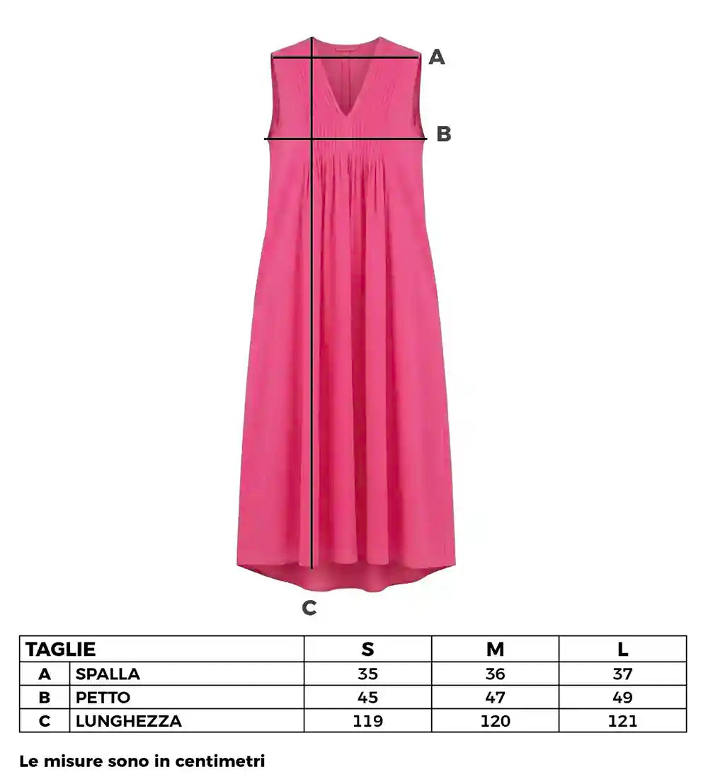 Vestito lungo in cotone indiano Fucsia