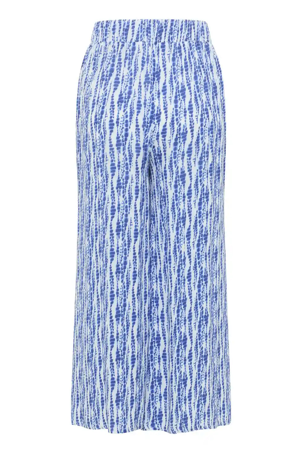 Pantalone culotte viscosa ECOVERO fantasia batik blu vista posteriore
