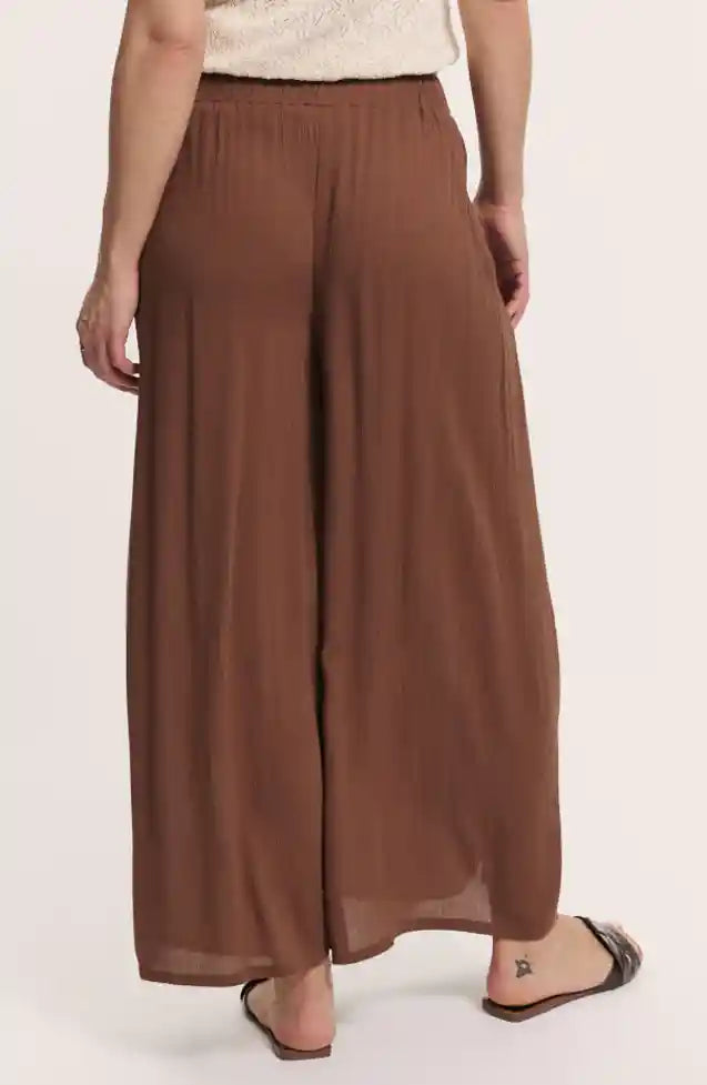 Pantalone culotte viscosa EcoVero crinkle tinta unita elegante