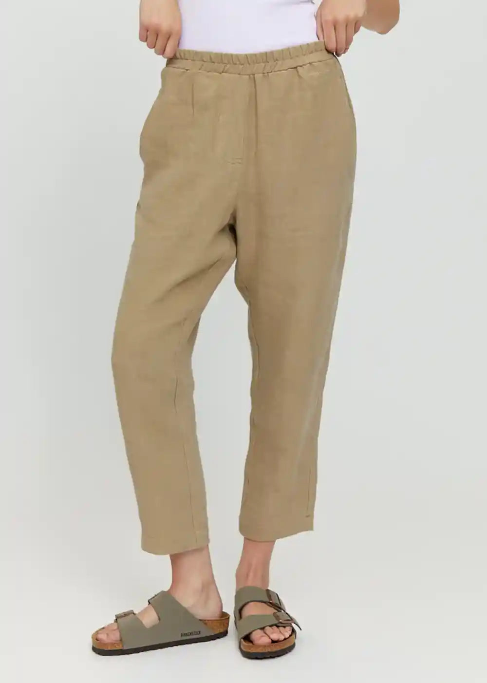 Pantalone donna lino naturale senape