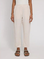 Pantalone donna gamba dritta lino naturale sabbia